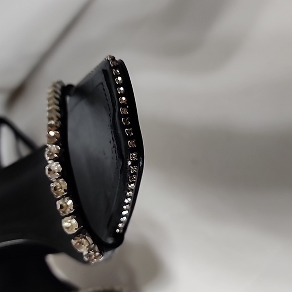 NWOB SCHUTZ Black Suede Loule Rhinestone Sandal SZ 7.5 B - Picture 6 of 6